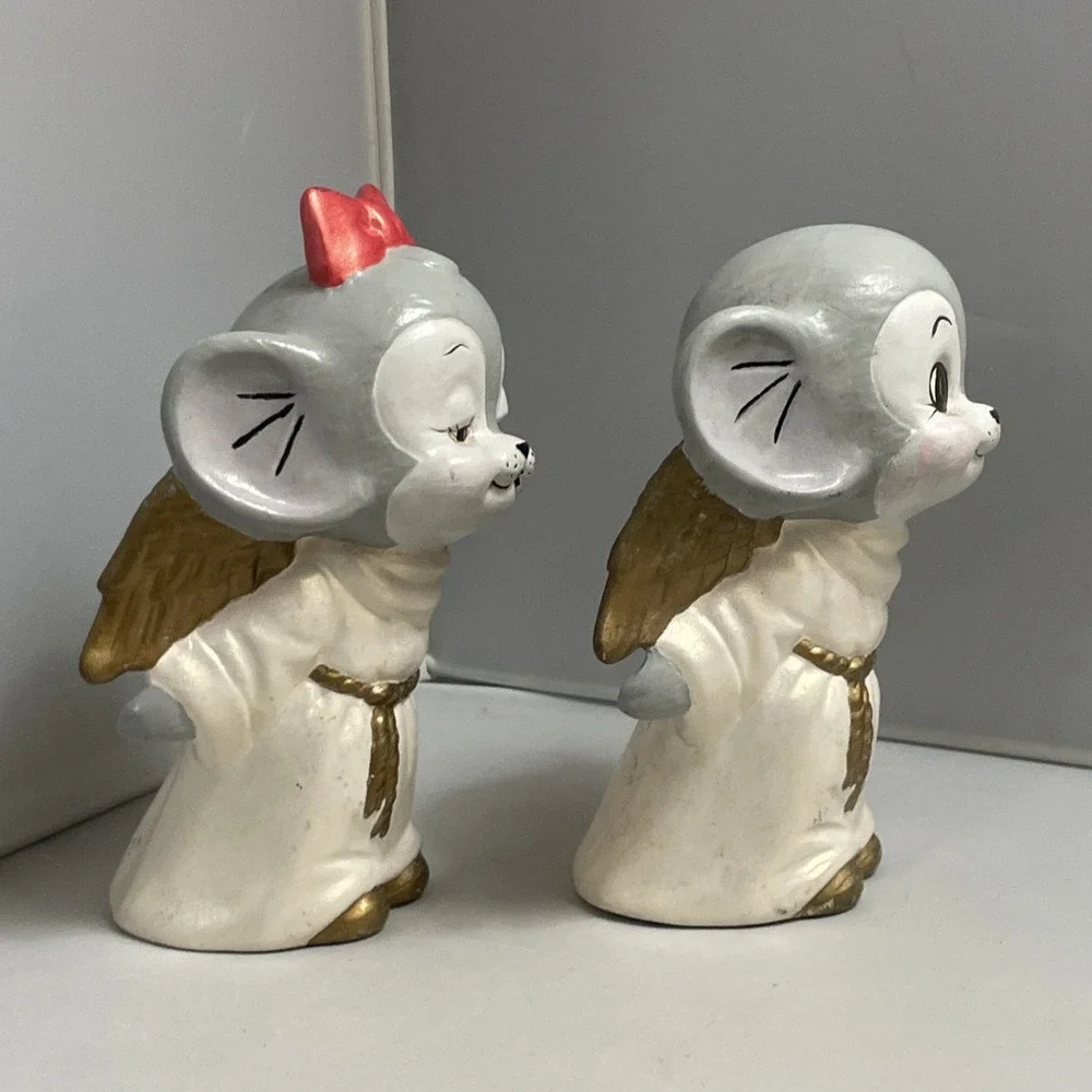Kissing Mice Angels Handpainted Ceramic‎ Figurines 5